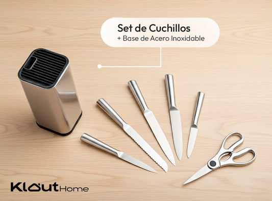 Set de Cuchillos con Base de Acero Inoxidable