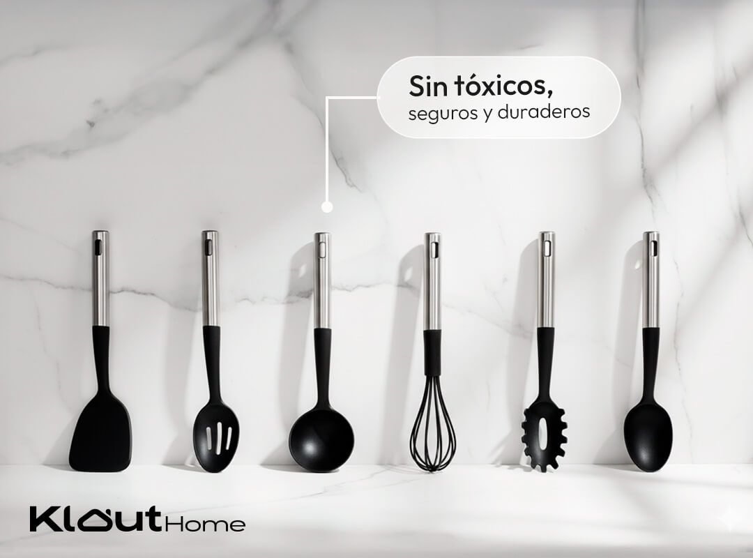 Set de Utensilios de Nylon con Mango de Acero Inoxidable