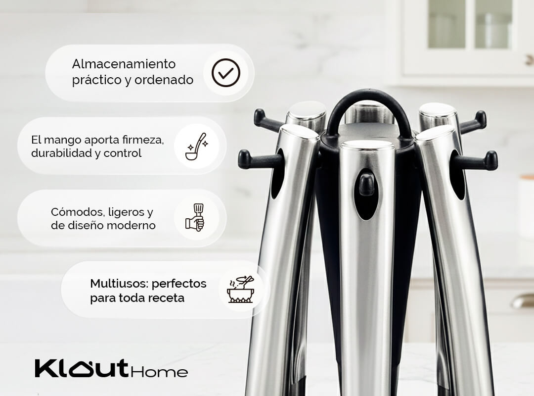 Set de Utensilios de Nylon con Mango de Acero Inoxidable
