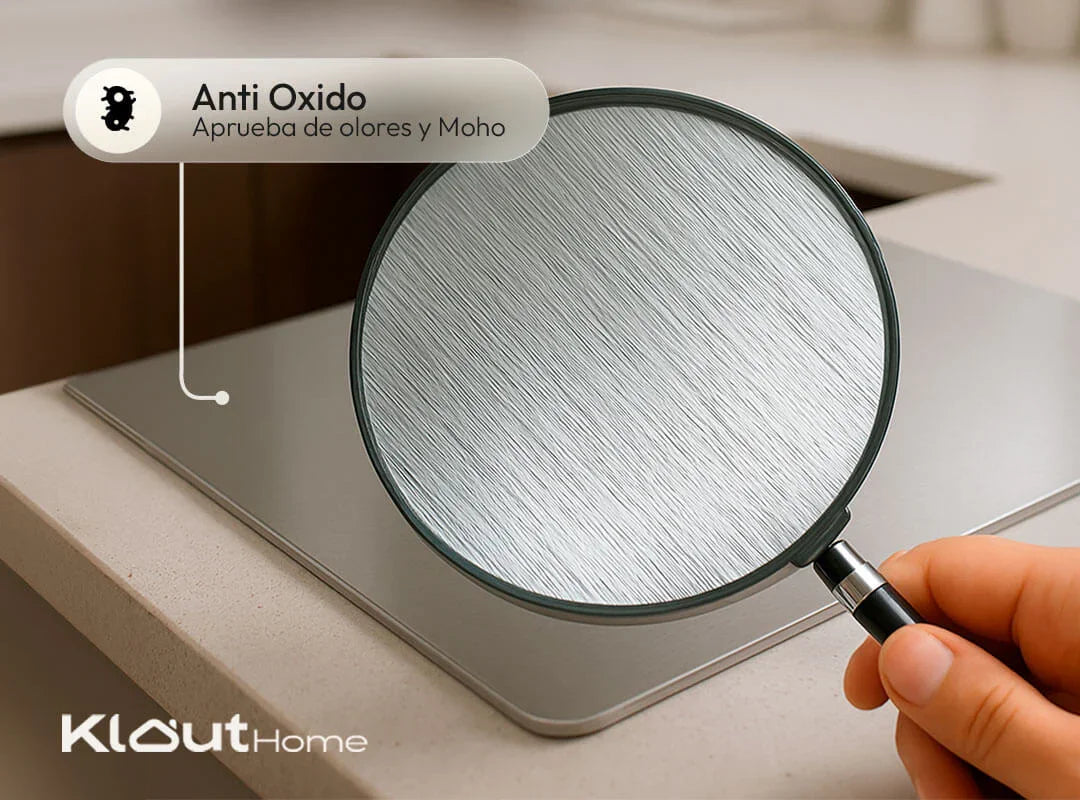 Tapa de cocina de acero inoxidable anti óxido, resistente a olores y moho, vista de cerca