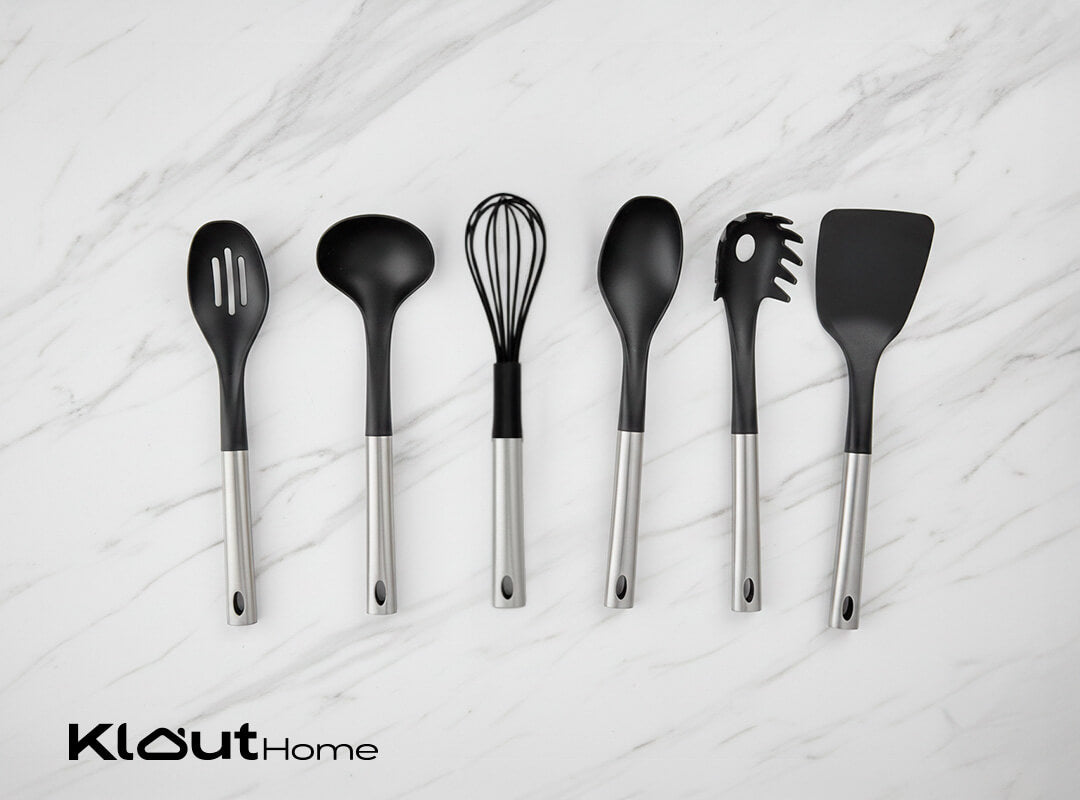 Set de Utensilios de Nylon con Mango de Acero Inoxidable