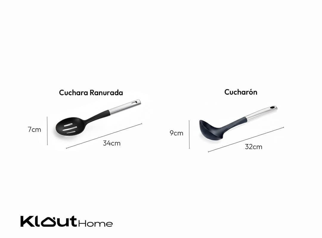 Set de Utensilios de Nylon con Mango de Acero Inoxidable