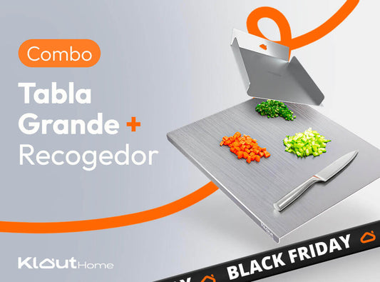 COMBO Tabla de picar acero inoxidable | Recoge Alimentos