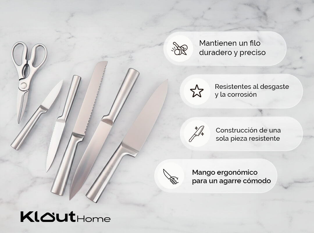 Set de Cuchillos con Base de Acero Inoxidable
