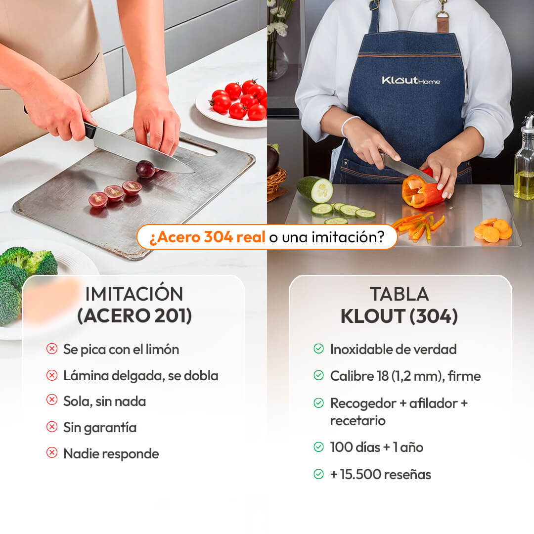 Combo Tabla de picar acero inoxidable + Recoge Alimentos + Afilador - Comprar 1 con descuento
