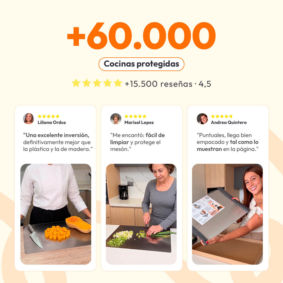 Combo Tabla de picar acero inoxidable + Recoge Alimentos + Afilador - Comprar 1 con descuento